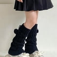 thumbnail image 1 of SYMOID Womens Knitted Leg Warmers - Acrylic Oversized Slouchy Cable Knit with Pom Poms, Black Warm Non-Slip One Size Fits Most for Winter Casual Wear,Size 3-15T, 1 of 3