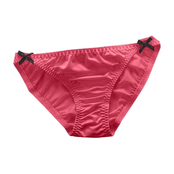 SYMOID Womens Low Rise Bikini Panties - Lightweight Silky Stretch Ruched Back, Solid Red Underpants 1 Pack,Size XL