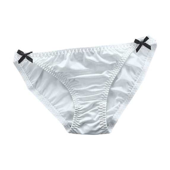 SYMOID Womens Low Rise Solid White Bikini Panties - Silky Stretch Ruched Back Underpants, 1 Pack,Size S