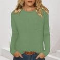 thumbnail image 1 of SYMOID Womens Mint Green Waffle Knit Top - Long Sleeve Crew Neck Relaxed Fit with Chest Pocket - Casual for Spring & Fall,Size S, 1 of 7