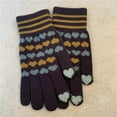 thumbnail image 1 of SYMOID Womens Navy Winter Knit Gloves - Acrylic Touchscreen Gloves with Heart Pattern & Striped Cuffs for Fall Winter Daily Use,Size Free Size, 1 of 3