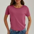 thumbnail image 1 of SYMOID Womens New Round Neck Short Sleeve Solid Color Casual T - shirt for Misses,Wine,Size 2XL, 1 of 7