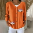 thumbnail image 1 of SYMOID Womens Orange Fall Embroidered Cardigan - V-Neck Button-Down 3/4 Sleeve, Soft Lightweight with Pumpkin Floral Embroidery, Inclusive Sizes S-XXXXXL,Size 4XL, 1 of 6