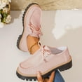 thumbnail image 1 of SYMOID Womens Pink Chunky Loafers - Soft All-Day Comfort Re-Ro Lace-Up Flock Shoes with 2.5-3Cm Textured Platform Sole, Ideal for Commute, Office & Weekend Dates,Size 37, 1 of 9
