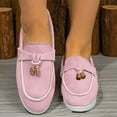 thumbnail image 1 of SYMOID Womens Pink Flock Slip-on Loafers - Tassel Metal Pendant Comfortable Casual Daily Shoes, Size Us 5.5-9.5 (Eu 36-43),Size 36, 1 of 9