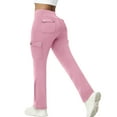 thumbnail image 1 of SYMOID Womens Pink High Waisted Stretchy Flared Cargo Pants - Multiple Pockets Retro Chic Casual Work Utility Pants,Size 2XL, 1 of 9