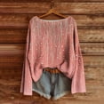 thumbnail image 1 of SYMOID Womens Pink Off Shoulder Knit Top - Sparkle Shimmer Details, Stretchy Soft Fabric, Long Sleeve, Machine-Washable, Casual/Semi-Casual for Spring/Autumn, S-XXL,Size 2XL, 1 of 4