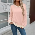 thumbnail image 1 of SYMOID Womens Pink Sweatshirt, Nylon Spandex Soft Stretch Loose Fit Crew Neck w/ Contrast Trim for Casual Daily Wear & Lounging,Size M, 1 of 9