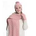 thumbnail image 1 of SYMOID Womens Pink Winter Wool Accessory Set - Cable Knit Beanie, Scarf & Touchscreen Gloves, Pom Pom Accent, One Size Fits All, Warm for Cold Days,Size Free Size, 1 of 4