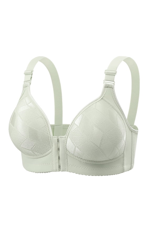 Womens Plus Size 4XL Front Closure Bra - Supportive, Wide Straps, Comfortable Green Bra for Everyday, Maternity & Post-Surgery Wear