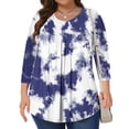 thumbnail image 1 of SYMOID Womens Plus Size Casual Fashion 3/4 Sleeve Pull - On Tie - Dye Blouse for Home and Daily Wear,White,Size 2XL, 1 of 6