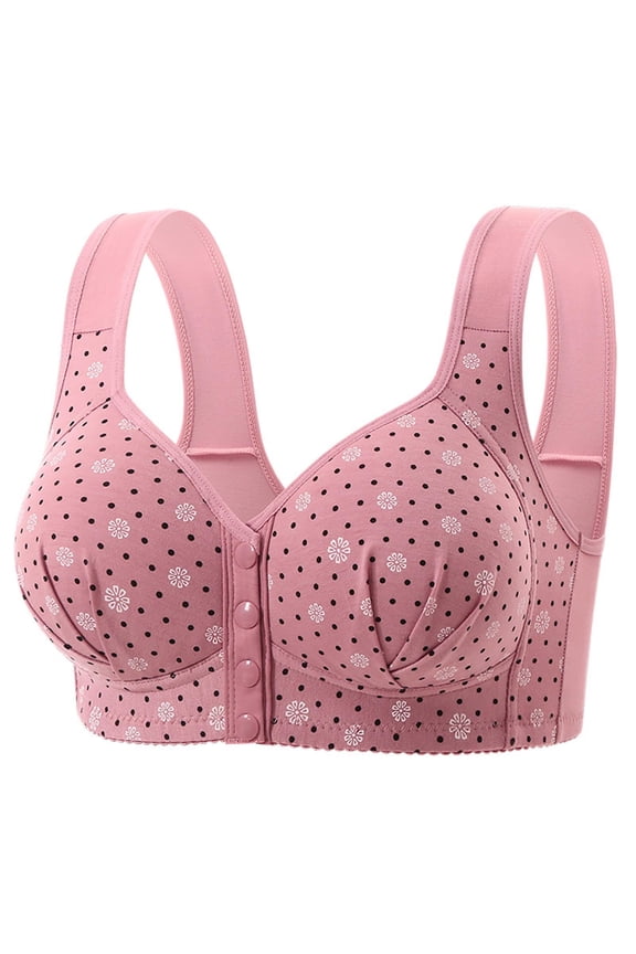 Womens Plus Size Front Closure Bra Wireless Full Coverage Seamless Nylon Spandex Padded Straps Comfort Bra Pink,Size 40