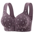 thumbnail image 1 of SYMOID Womens Plus Size Front Closure Bra Wireless Full Coverage Soft Bra Nylon Spandex Comfort Strap Easy Close Bra Purple,Size 44, 1 of 2