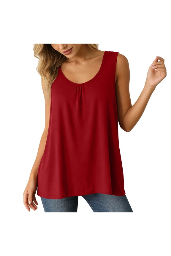 Womens Plus Size Loose Fit Tank Top Wine Sleeveless Scoop Neck Soft Modal Cotton Blend Flowy Casual Summer Tops for Curvy Women XL to 6XL,Size 2XL