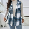 thumbnail image 1 of SYMOID Womens Plus Size Plaid Vest Sleeveless Blue Checkered Button Down Tank Top, Open Front Layering Vest with Pockets for Fall Casual Outfits,Size 5XL, 1 of 6