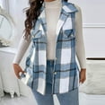 thumbnail image 1 of SYMOID Womens Plus Size Plaid Vest Sleeveless Light Blue Checkered Button Down Tank Top, Open Front Layering Vest with Pockets for Fall Casual Outfits,Size L, 1 of 6