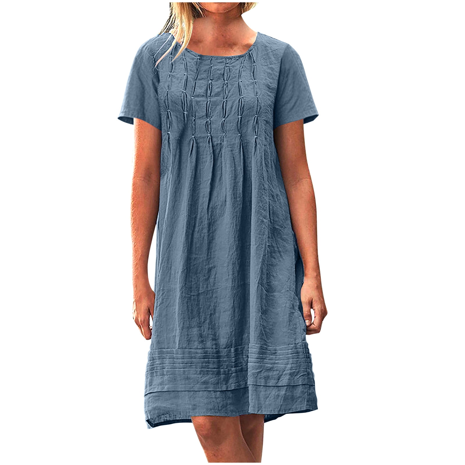 navy polyester dress Rihoas Square Neck Sleeveless Jacquard Floral Pleated Tie Backless Flare A Line Midi Dress, Navy / M