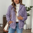 thumbnail image 1 of SYMOID Womens Purple Fuzzy Hooded Jacket - 100% Polyester, Full-Zip, Kangaroo Pockets, Adjustable Hood Drawstrings, Warm Cozy, S-XXL for Fall/Winter Casual Days,Size S, 1 of 9