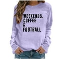 thumbnail image 1 of SYMOID Womens Purple Relaxed Fit Crew Neck Long Sleeve Sweatshirt - Soft 100% Polyester, "Weekends Coffee & Football" Graphic for Game Days & Casual Wear,Size L, 1 of 3