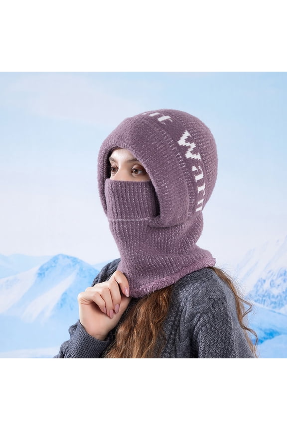 Womens Purple Winter Balaclava - Fleece Lined Acrylic, Warm Windproof, Full Face & Neck Coverage, One Size Fits All for Cold Weather Skiing Commuting,Size Free Size
