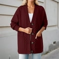 thumbnail image 1 of SYMOID Womens Red Acrylic Cable Knit Cardigan - Oversized Soft Warm, V-Neck with Patch Pockets, Ribbed Trims, Easy Care for Spring/Fall Casual & Office Wear (S-XL),Size M, 1 of 3
