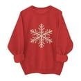thumbnail image 1 of SYMOID Womens Red Christmas Glitter Snowflake Oversized Crewneck Sweatshirt, 100% Cotton Long Sleeve Festive Pullover,Size M, 1 of 6