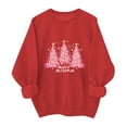 thumbnail image 1 of SYMOID Womens Red Christmas Oversized Cotton Sweatshirt - Merry Christmas Lettering & Pink Tree Print, Crew Neck Long Sleeve Festive Casual Top (S-XXL),Size S, 1 of 6