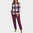 thumbnail image 1 of SYMOID Womens Red Comfortable Loungewear Set - 100% Polyester Plaid Top & Solid Jogger Pants, Long Sleeve with Pockets for Home Lounging & Sleeping (S-XXL),Size XL, 1 of 7