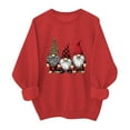 thumbnail image 1 of SYMOID Womens Red Gnome Graphic Sweatshirt, 100% Cotton Oversized Crew Neck Playful Festive Casual Relaxed Fit,Size XL, 1 of 6