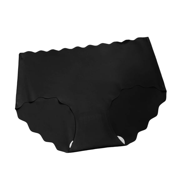 SYMOID Womens Seamless Hipster Briefs No Show Mid Rise Black Panties, Soft Stretch Solid Color Underwear,Size L