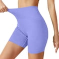 thumbnail image 1 of SYMOID Womens Seamless Ribbed High Waisted Compression Biker Shorts Tummy Control Yoga Workout Nylon Spandex Purple,Size S, 1 of 8