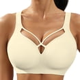 thumbnail image 1 of SYMOID Womens Seamless Wireless Bra Invisible Underwear Basic Comfort Crisscross Front Racerback White S-XXL,Size XL, 1 of 9