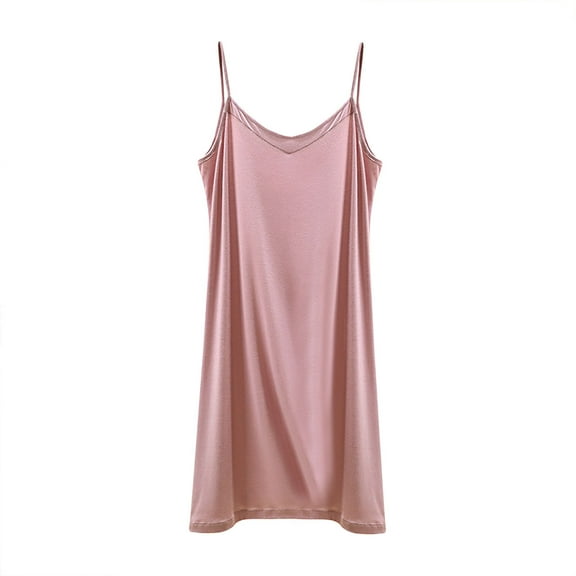 SYMOID Womens Solid Color Loose Comfortable Sleeveless Slip Dress for Casual Daily Wear,Pink,Size XL