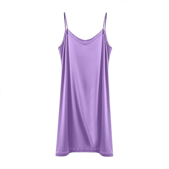 SYMOID Womens Solid Color Loose Comfortable Sleeveless Slip Dress for Casual Daily Wear,Purple,Size XL