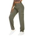 thumbnail image 1 of SYMOID Womens Stretchy Cargo Pants with Elastic Waist Drawstring - Nylon Spandex Blend, Army Green - Multi-Pocket Relaxed Fit Utility Pants for Daily/Work,Size M, 1 of 5