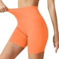 thumbnail image 1 of SYMOID Womens Tummy Control High Waisted Seamless Ribbed Compression Biker Shorts Yoga Workout Nylon Spandex Orange,Size XL, 1 of 8