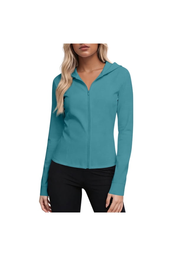 Womens UPF 50+ Sun Protection Active Jacket Lightweight Full Zip Hoodie Long Sleeve Nylon Spandex Stretch Breathable Green,Size M
