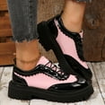 thumbnail image 1 of SYMOID Womens Vintage British Pink Platform Brogue Shoes - Pu Lace-Up Comfortable Chunky Sole Water-Resistant Size Us 5.5-9,Size 37, 1 of 9