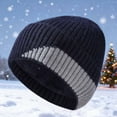 thumbnail image 1 of SYMOID Womens Warm Acrylic Beanie - Navy Fleece Lined Cuffed Ribbed Knit, Cold Weather Headwear, One Size Fits Most Adults,Size Free Size, 1 of 5