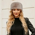 thumbnail image 1 of SYMOID Womens Warm Faux Faux Fur Beanie - Acrylic Winter Hat for Women, One Size Fits Most, Khaki Cold Weather Flat-Top Fashion Accessory,Size Free Size, 1 of 4