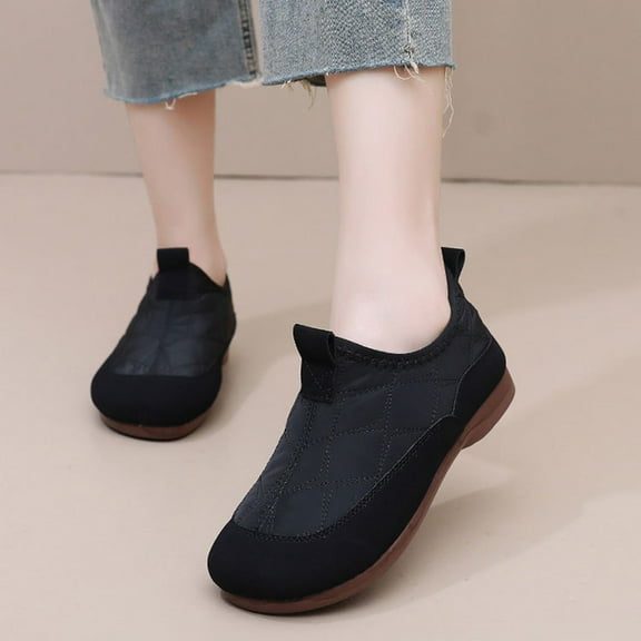 SYMOID Womens Warm Fleece Lined Slip on Casual Shoes - Black, Comfortable Flexible Sole Quilted Upper, Us Size 5.5-9 (Eur 36-42) Daily Cold-Weather Footwear,Size 41