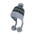 thumbnail image 1 of SYMOID Womens Warm Winter Acrylic Knit Earflap Hat - Faux Faux Fur Pom Pom, Gray, Free Size for Adult Females,Size Free Size, 1 of 1
