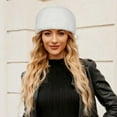 thumbnail image 1 of SYMOID Womens White Faux Faux Fur Beanie - Warm Acrylic Winter Hat for Women, One Size Fits Most, Flat-Top Cold Weather Fashion Accessory,Size Free Size, 1 of 4
