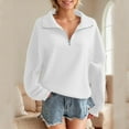 thumbnail image 1 of SYMOID Womens White Oversized Half-Zip Sweatshirt - Stand Collar, Batwing Sleeves, 100% Polyester, Ribbed Cuffs, Casual & Layering Wear (S-XXL),Size L, 1 of 4