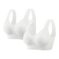 thumbnail image 1 of SYMOID Womens White Seamless 2-Pack Sports Bra, Nylon Spandex Wide Strap, M-5XL Light Support for Yoga/Everyday Loungewear,Size 4XL, 1 of 8