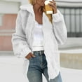 thumbnail image 1 of SYMOID Womens White Sherpa Fleece Jacket - 100% Polyester, Oversized Fit, Full-Zip with Stand Collar & Side Pockets, Warm for Cool Days & Casual Daily Wear,Size L, 1 of 6