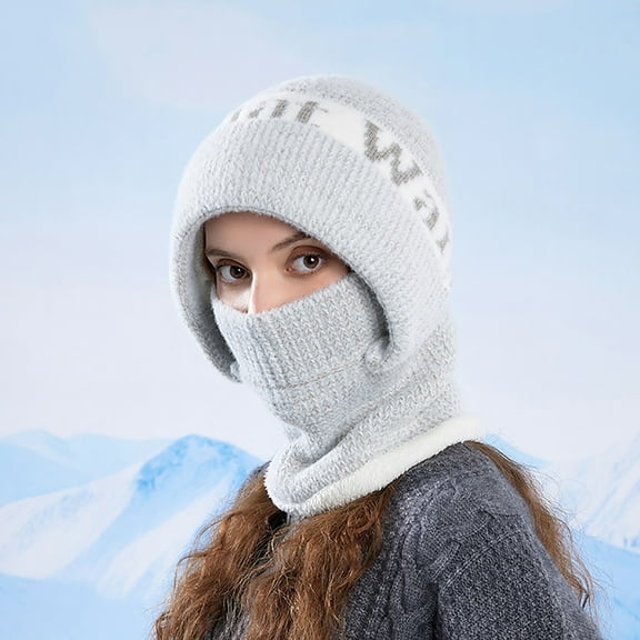 SYMOID Womens White Winter Balaclava - Fleece Lined Acrylic, Warm Windproof, Full Face & Neck Coverage, One Size Fits All for Cold Weather Skiing Commuting,Size Free Size
