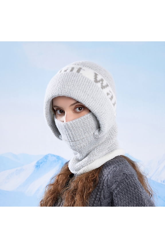 Womens White Winter Balaclava - Fleece Lined Acrylic, Warm Windproof, Full Face & Neck Coverage, One Size Fits All for Cold Weather Skiing Commuting,Size Free Size