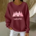 thumbnail image 1 of GuzomFashion Womens Wine Christmas Festive Sweatshirt - Loose Crewneck with Pink Tree & Merry Christmas Lettering, Inclusive Sizes S-XXXXXL,Size 4XL, 1 of 3