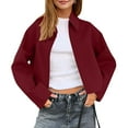 thumbnail image 1 of SYMOID Womens Wine Cropped Jacket - Nylon Spandex, Relaxed Fit with Collared Open Front & Dropped Shoulders, Lightweight Breathable for Spring/Fall, S-XXL,Size 2XL, 1 of 9